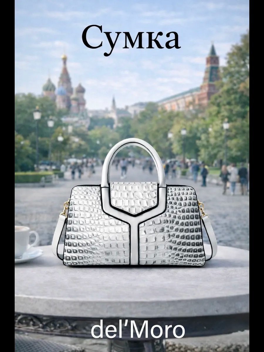 Мини-сумка del'Moro текстиль серый купить,NaN