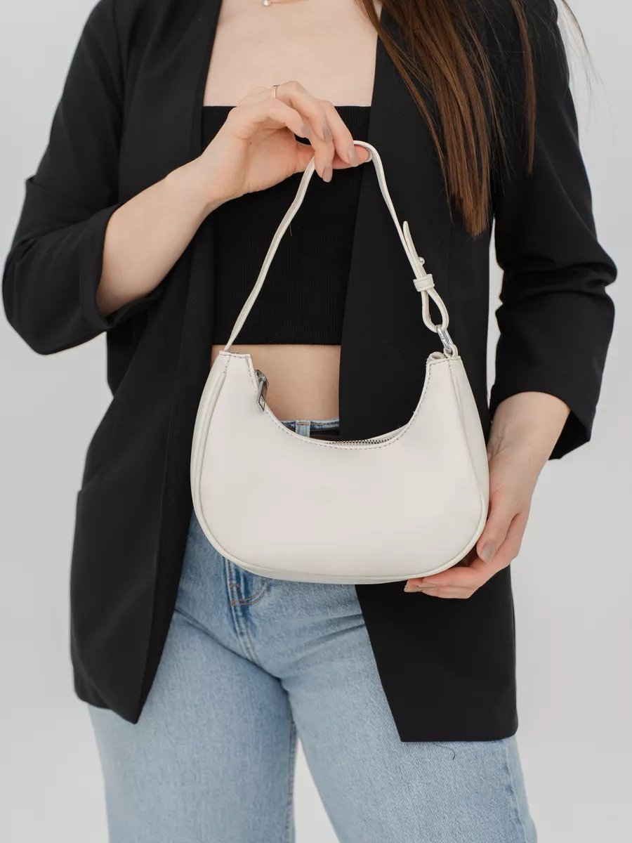 Сумка багет STLY&LEATHER полиэстер белый купить,NaN