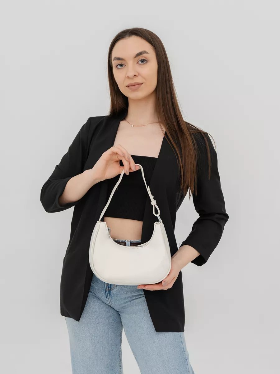 Сумка багет STLY&LEATHER полиэстер белый купить,NaN
