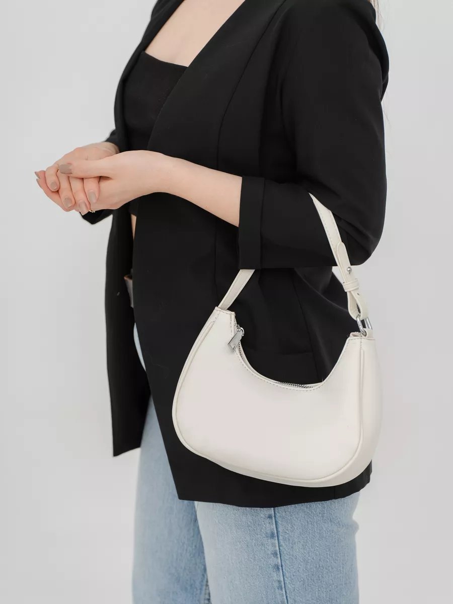 Сумка багет STLY&LEATHER полиэстер белый купить,NaN