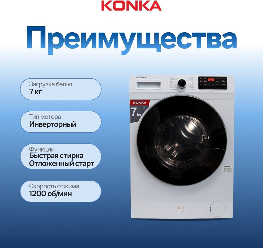 Стиральная машина KONKA KWM07-12B13BW белый купить,NaN