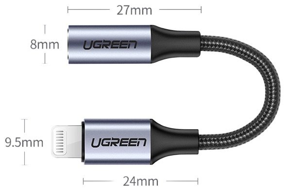 Переходник Ugreen Lightning - 3.5 mm jack 0.1 м купить,NaN