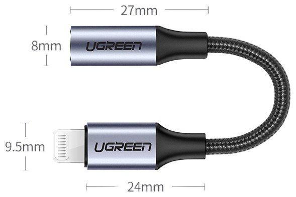 Переходник Ugreen Lightning - 3.5 mm jack 0.1 м купить,NaN