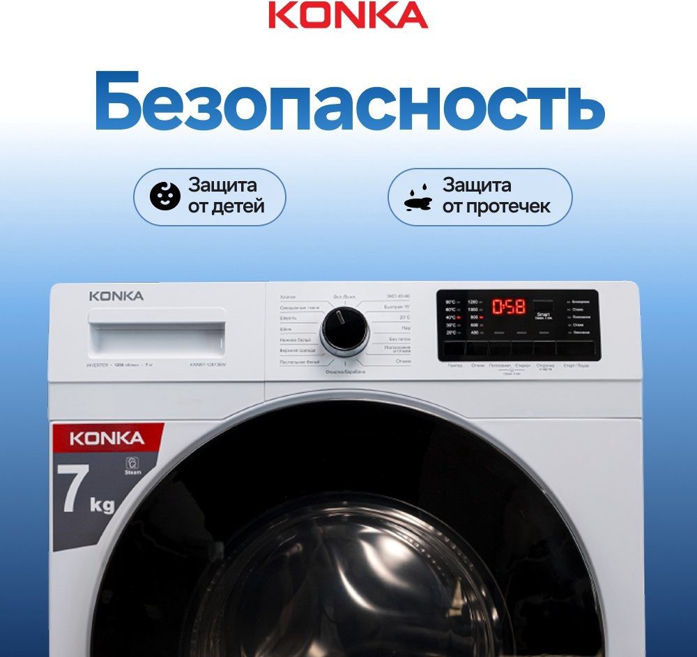 Стиральная машина KONKA KWM07-12B13BW белый купить,NaN