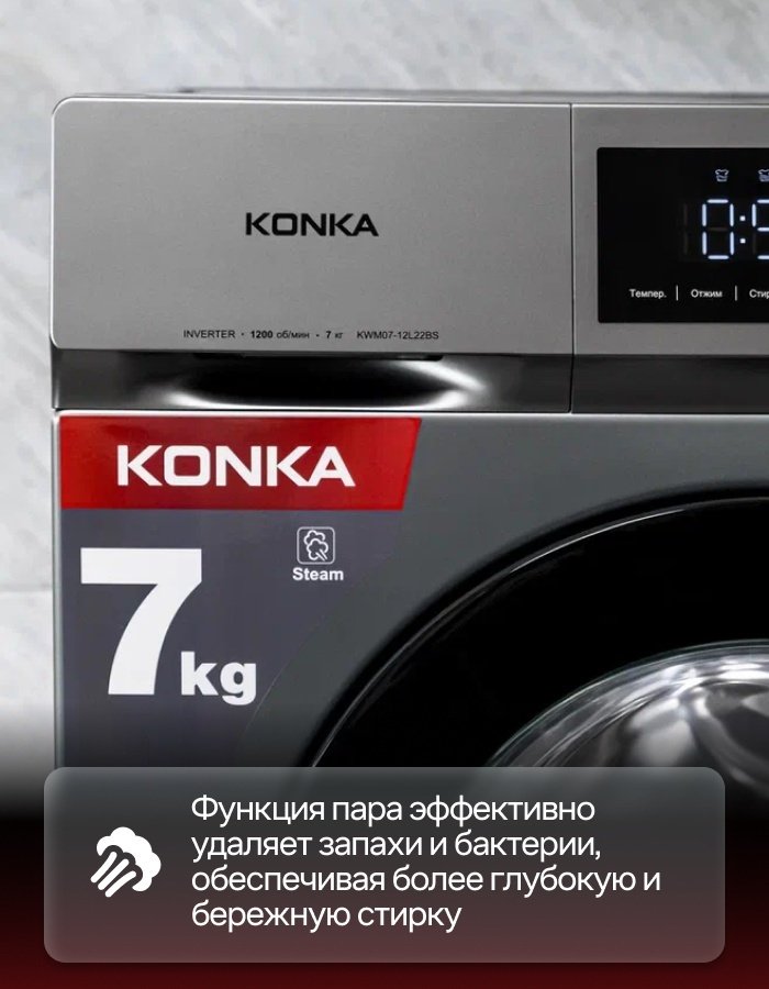 Стиральная машина KONKA KWM07-12L22BS серый купить,0