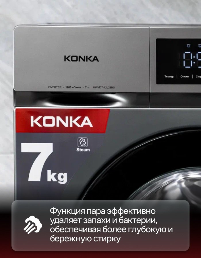 Стиральная машина KONKA KWM07-12L22BS серый купить,NaN