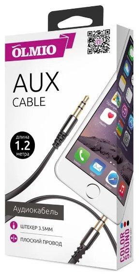 Кабель OLMIO 3.5 mm jack - 3.5 mm jack 1.2 м купить,0