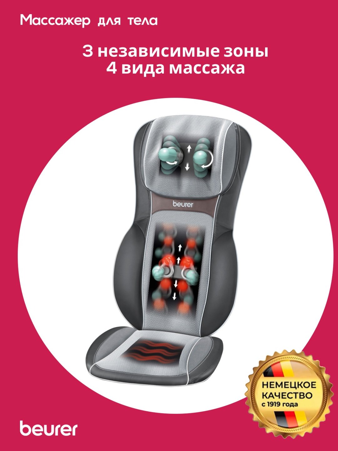 Массажер Beurer MG 295 накладка на спинку стула вибрационный - ForteMarket Массажер Beurer MG 295 накладка на спинку стула вибрационный купить,0
