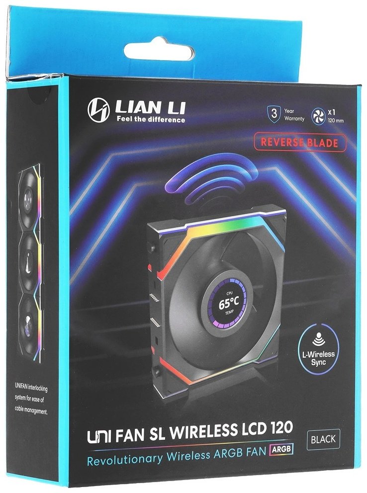 Вентилятор LIAN LI UNI FAN SL WIRELESS LCD 120 Reverse Blade G99.12RSLLCD1W1B.00