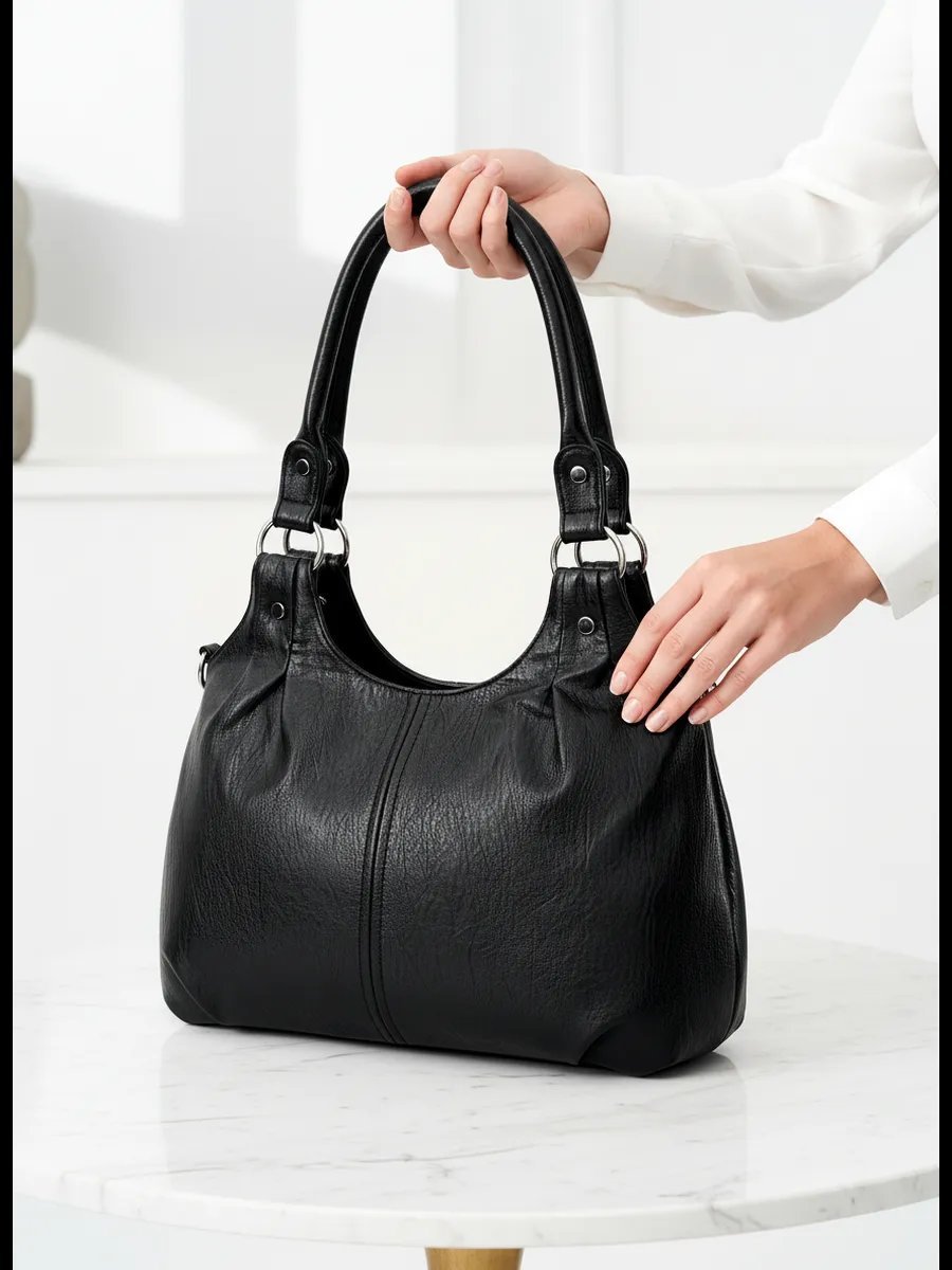 Сумка шоппер ICONIC BAGS искусственная кожа черный купить,NaN