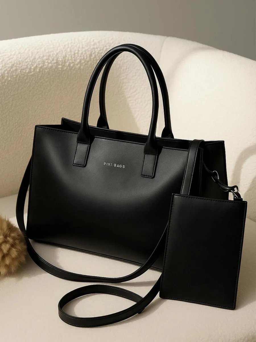 Сумка шоппер PIXI BAGS экокожа черный купить,NaN