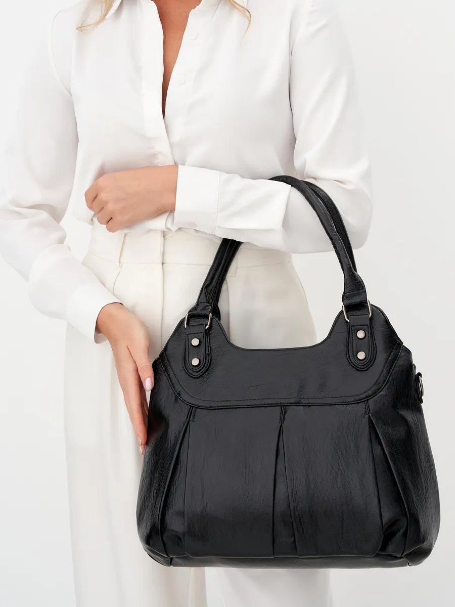 Сумка шоппер ICONIC BAGS искусственная кожа черный купить,NaN