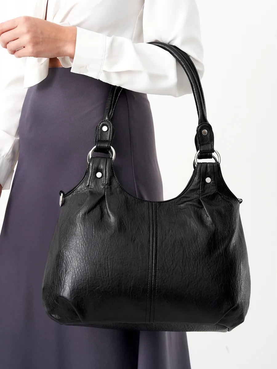 Сумка шоппер ICONIC BAGS искусственная кожа черный купить,NaN