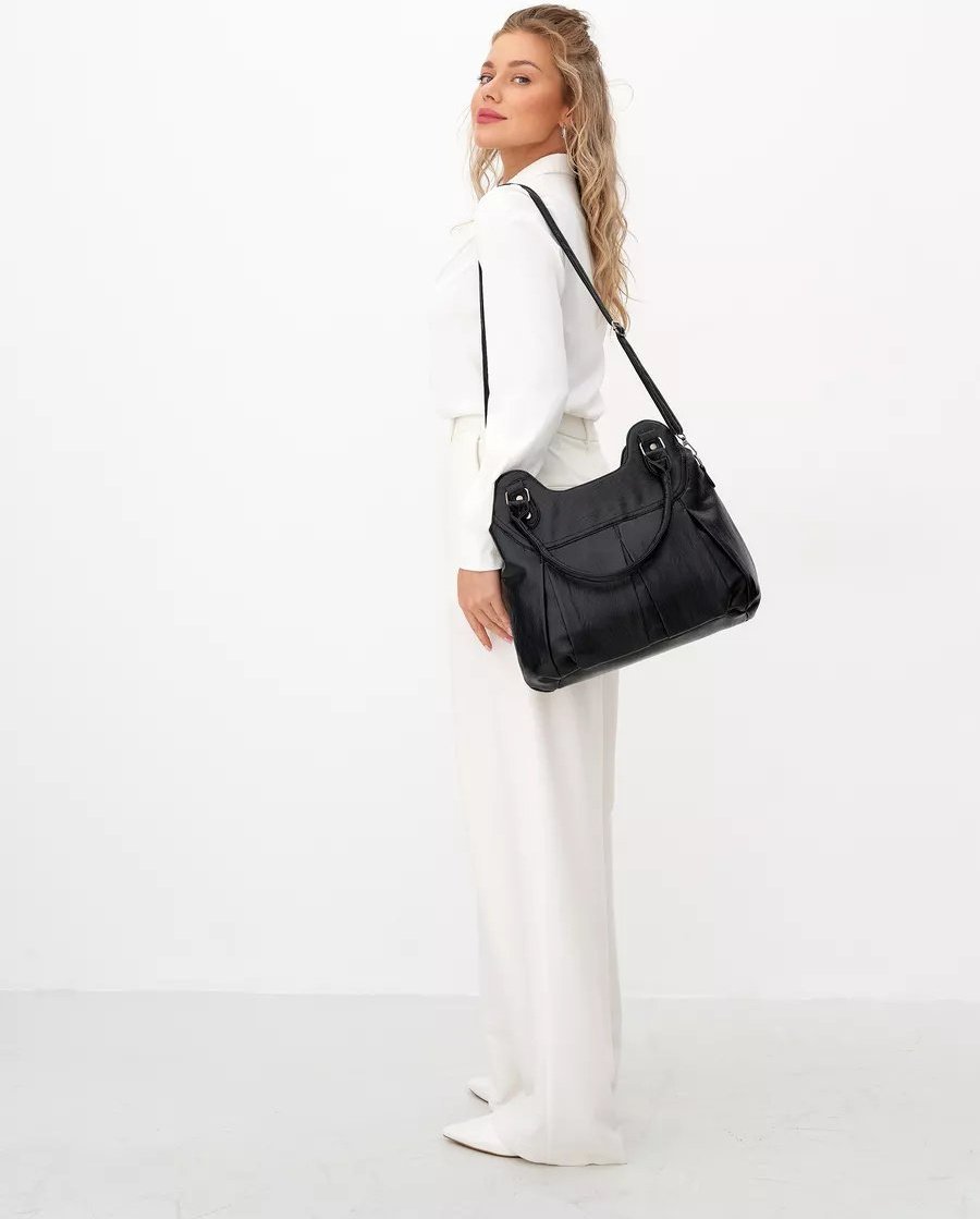 Сумка шоппер ICONIC BAGS искусственная кожа черный купить,NaN