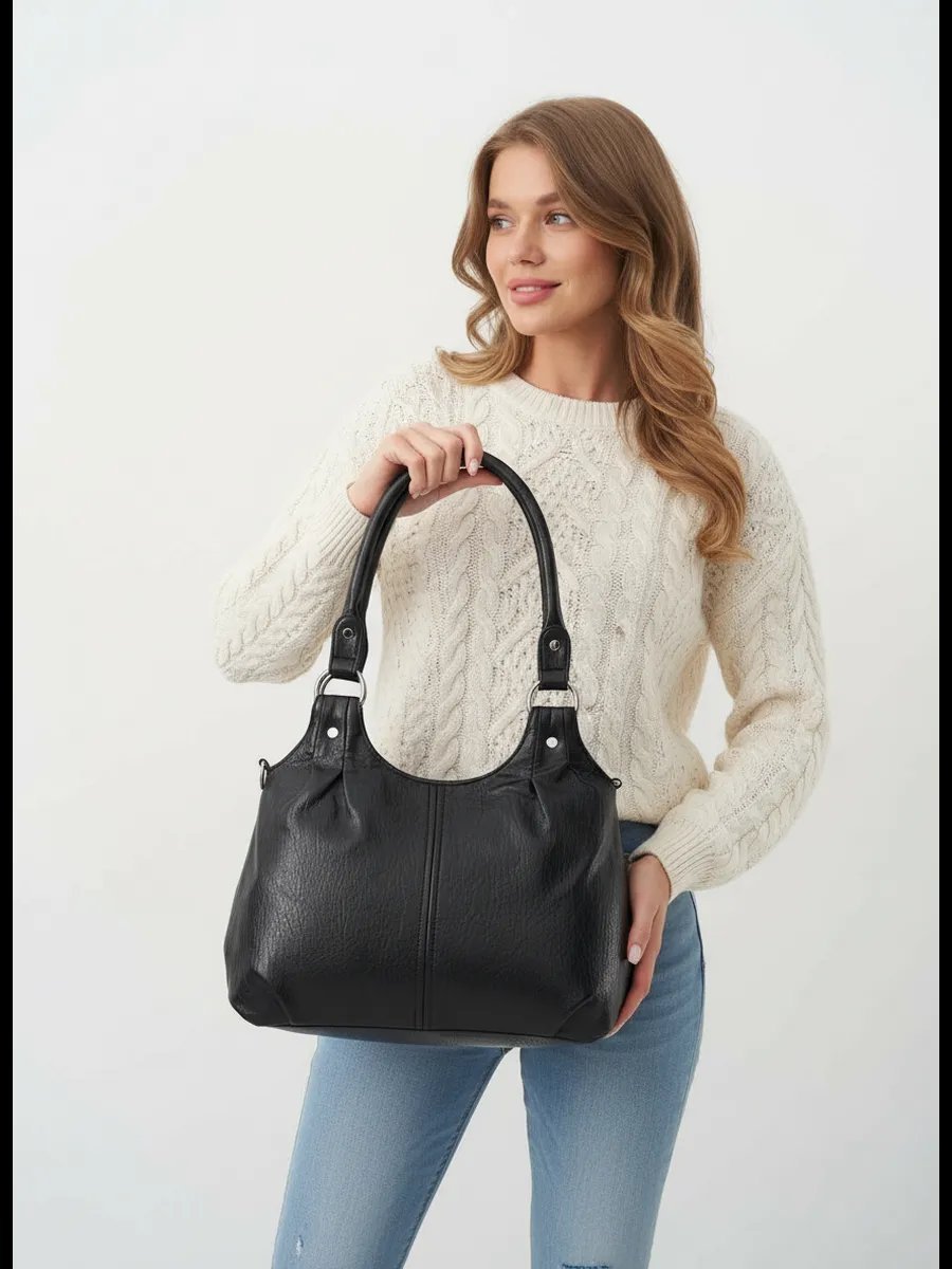 Сумка шоппер ICONIC BAGS искусственная кожа черный купить,NaN