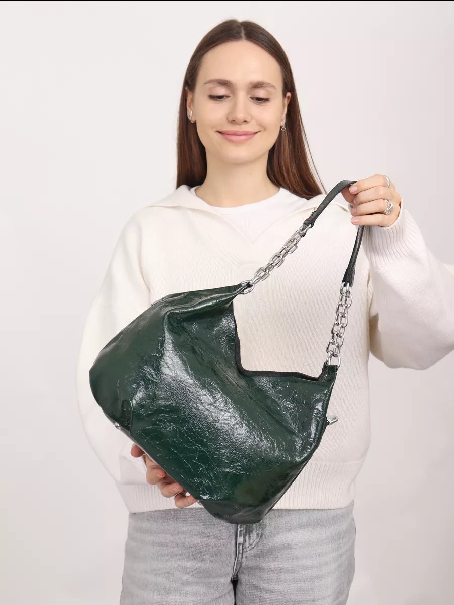 Сумка шоппер Milagelin лакированная кожа зеленый купить,NaN