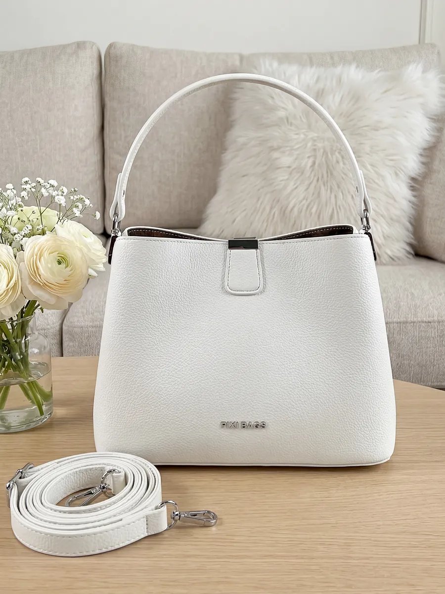 Сумка багет PIXI BAGS искусственная кожа белый купить,NaN