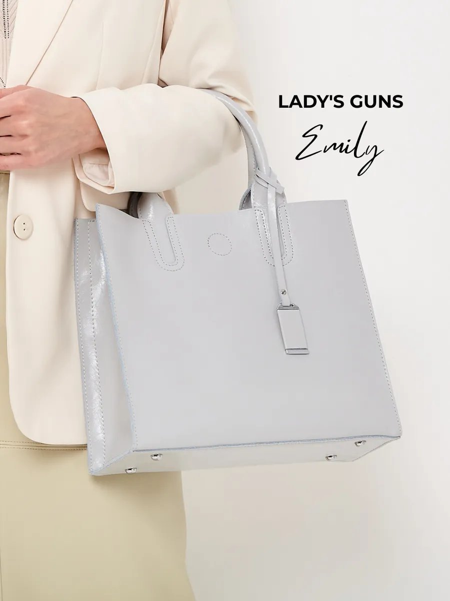 Сумка тоут Lady's Guns натуральная кожа серый купить,NaN