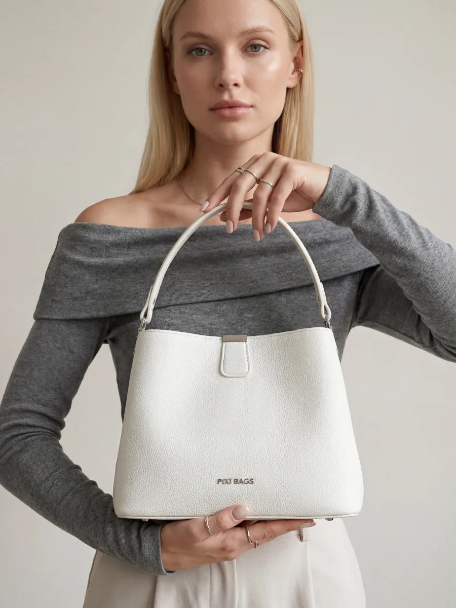 Сумка багет PIXI BAGS искусственная кожа белый купить,NaN