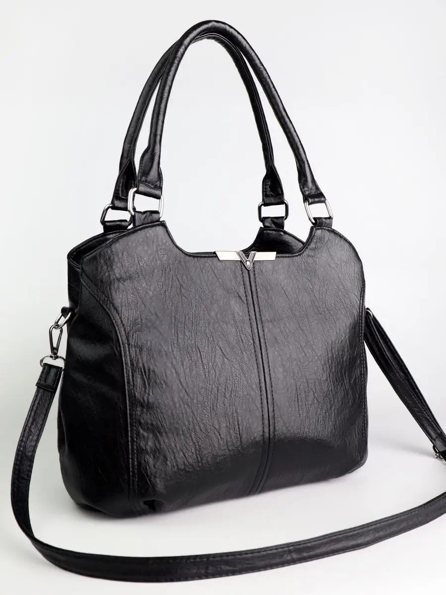 Сумка шоппер ICONIC BAGS искусственная кожа черный купить,NaN