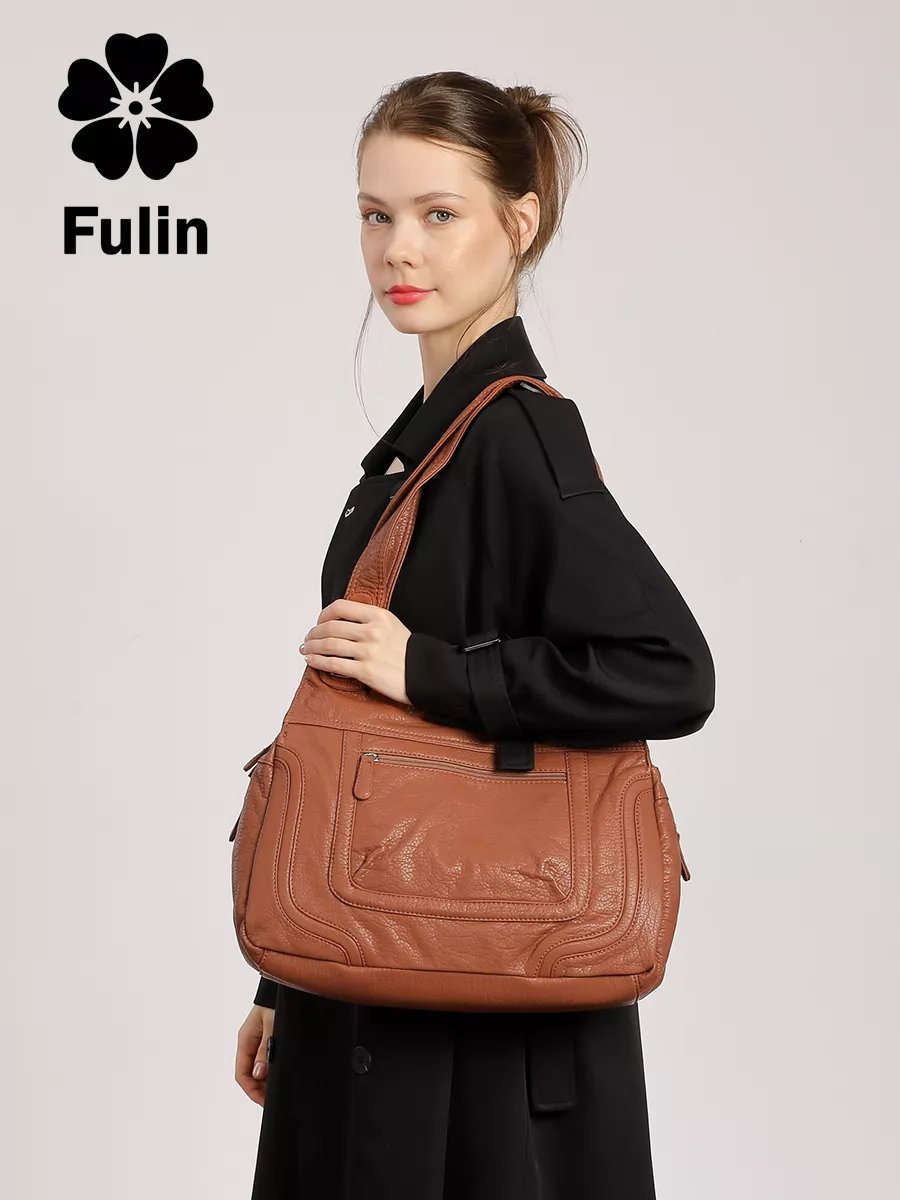 Сумка шоппер FULIN искусственная кожа коричневый купить,NaN