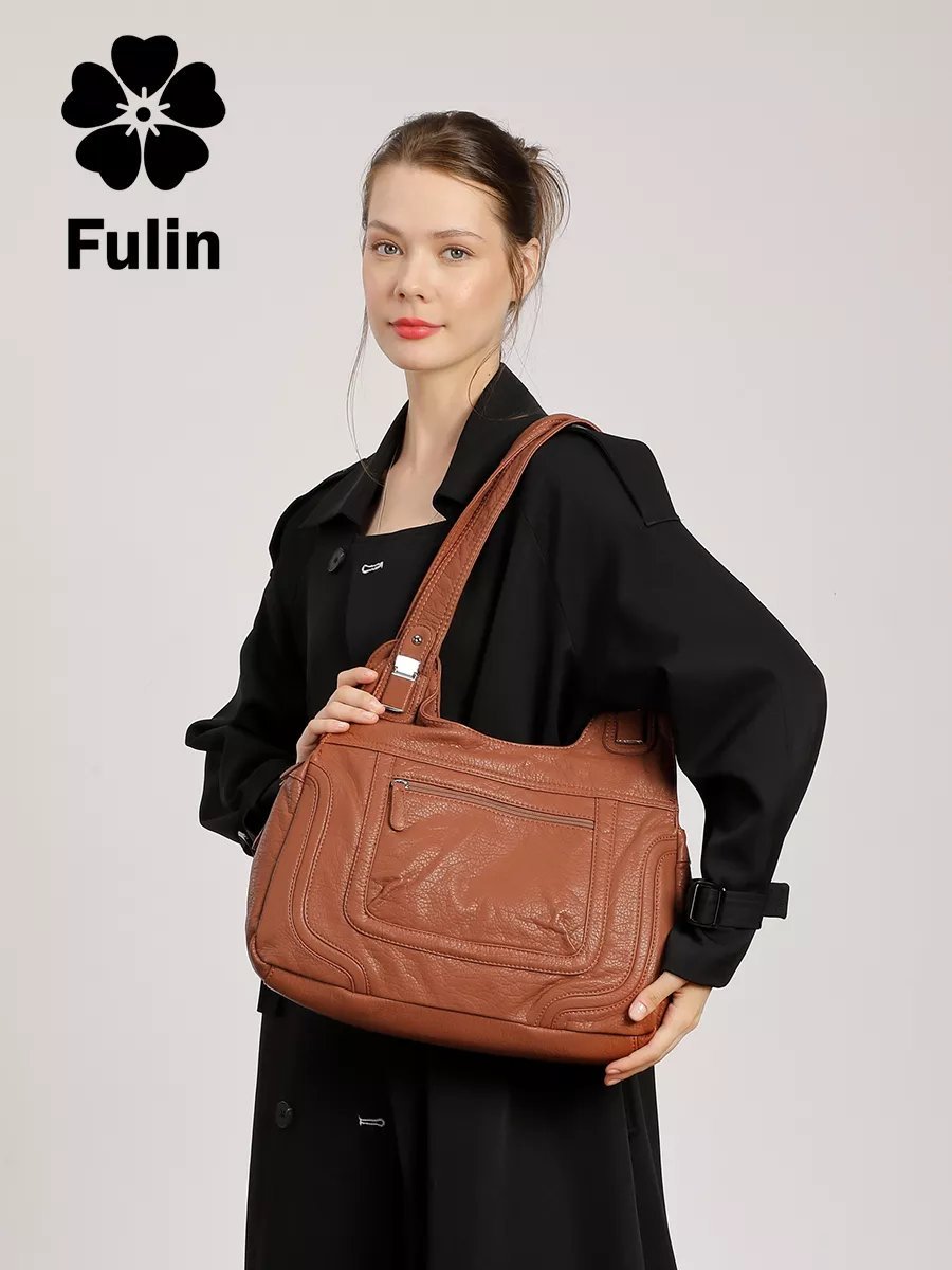 Сумка шоппер FULIN искусственная кожа коричневый купить,NaN