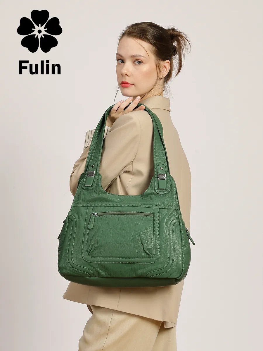 Сумка шоппер FULIN искусственная кожа зеленый купить,NaN