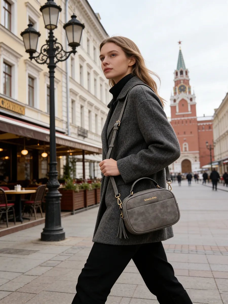 Мини-сумка BIANCA RINA нейлон серый купить,NaN