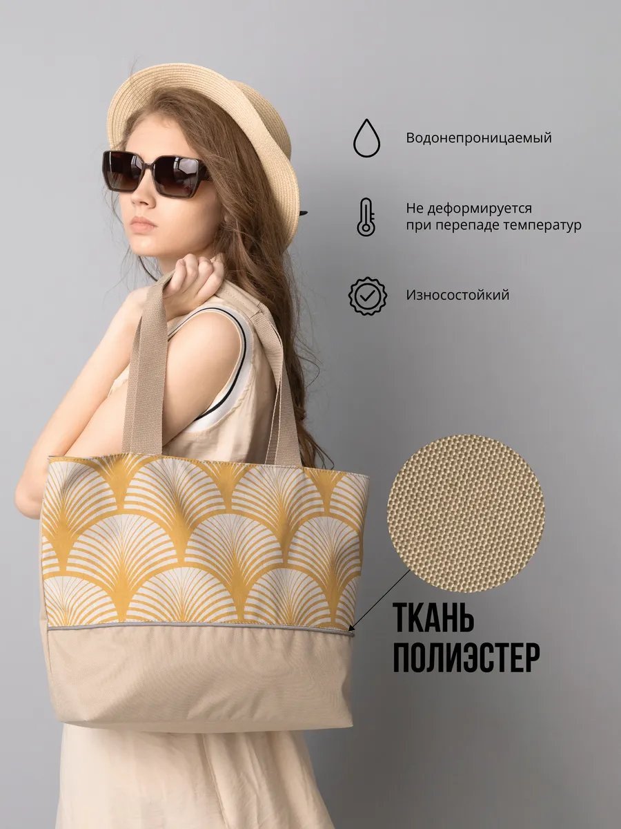 Сумка шоппер Будь здесь! полиэстер желтый купить,NaN