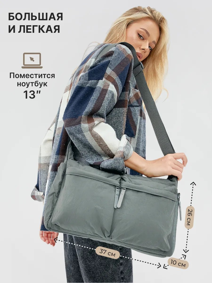 Сумка тоут ZALUCHE нейлон серый купить,NaN