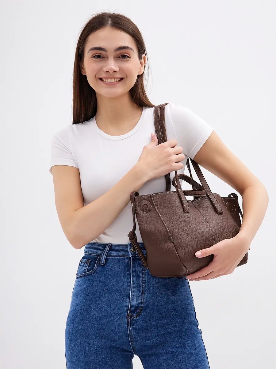 Сумка тоут CoCos Look экокожа коричневый купить,NaN