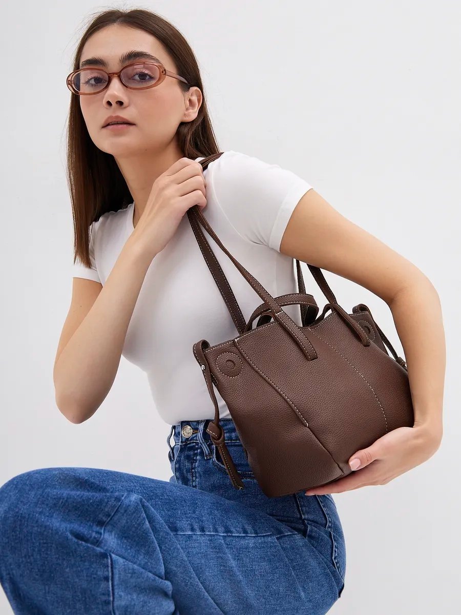 Сумка тоут CoCos Look экокожа коричневый купить,NaN