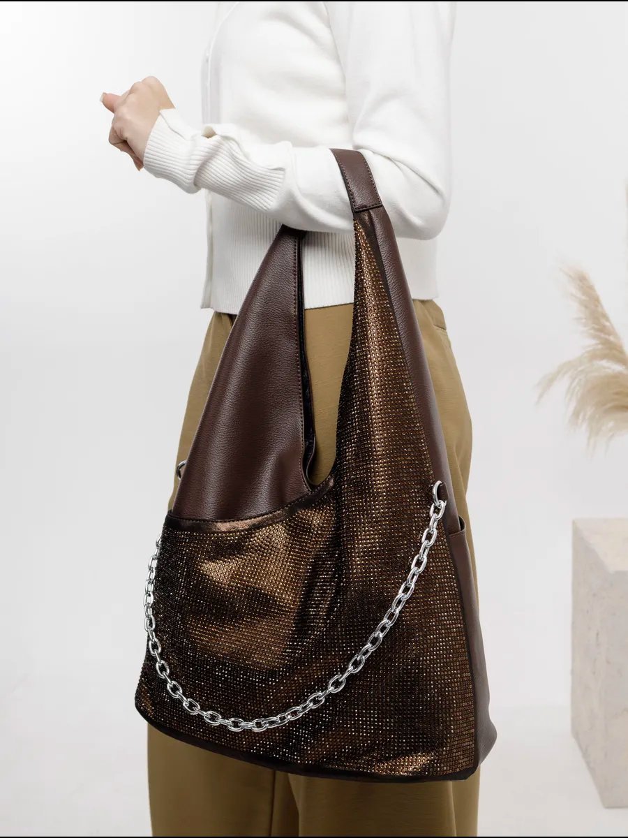 Сумка шоппер saaba bags экокожа коричневый купить,NaN