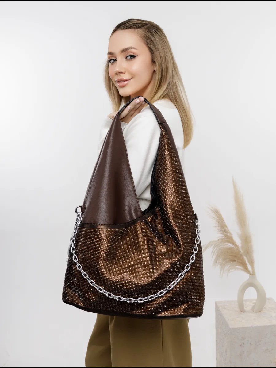 Сумка шоппер saaba bags экокожа коричневый купить,NaN