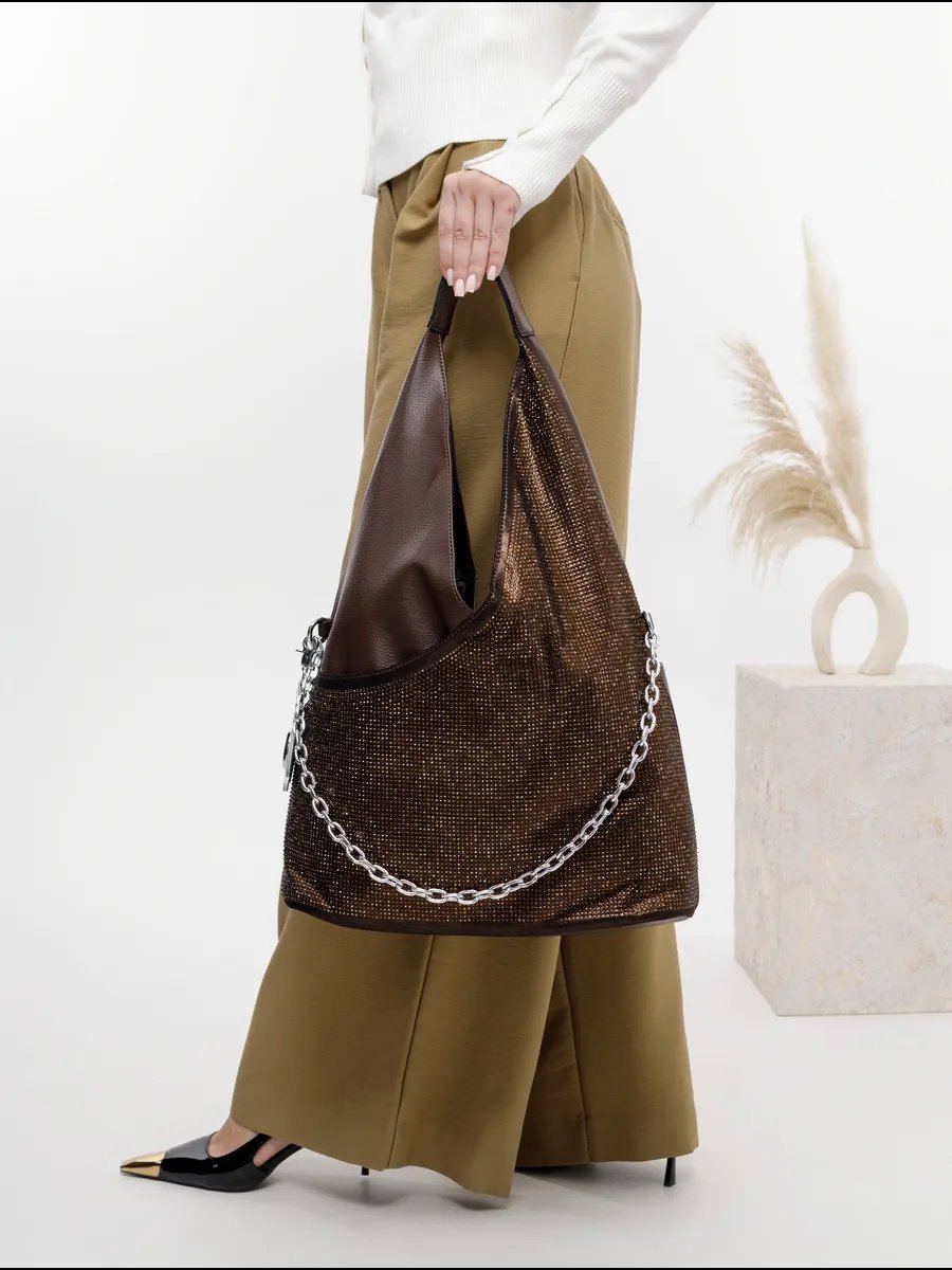 Сумка шоппер saaba bags экокожа коричневый купить,NaN