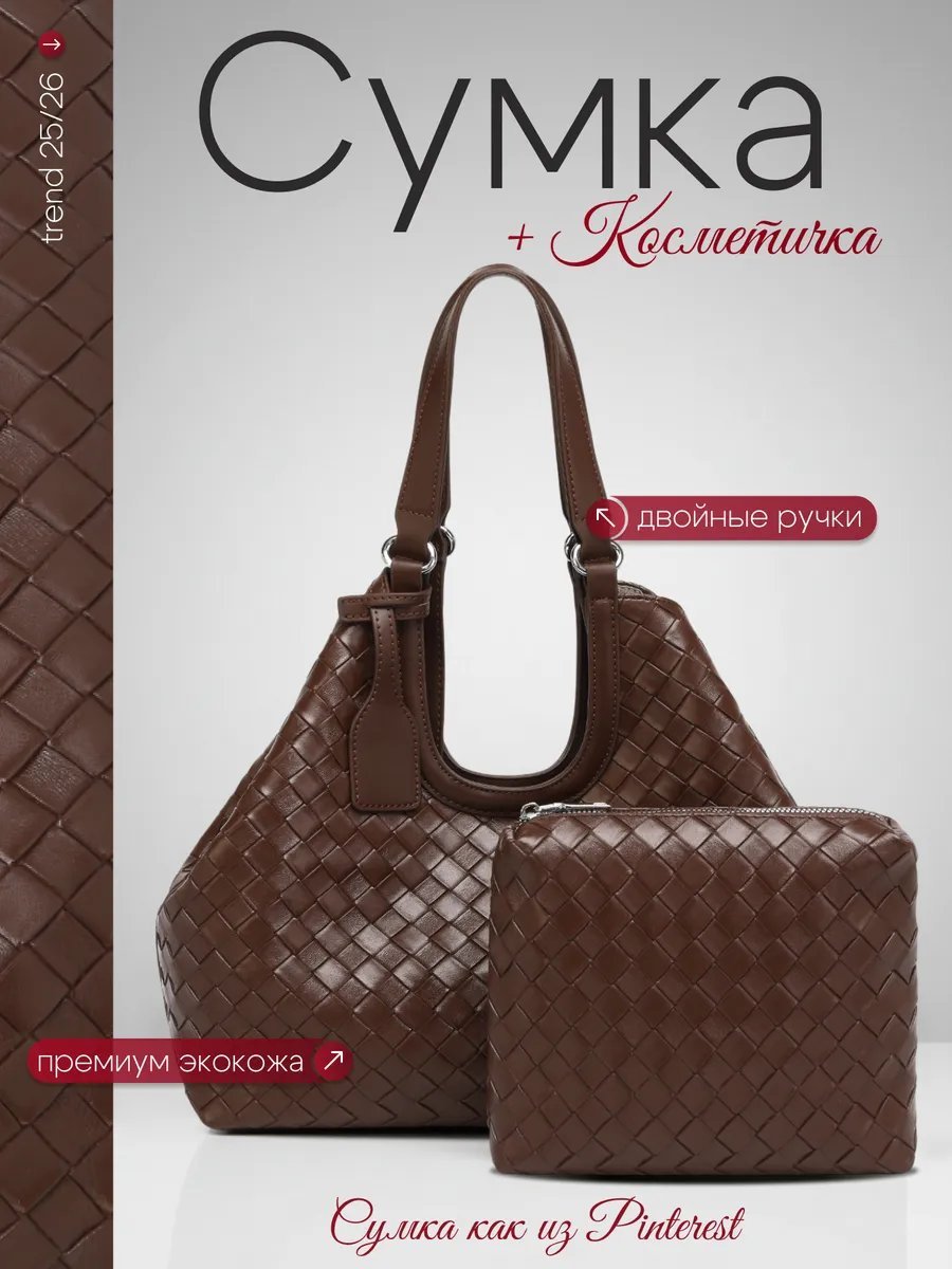Сумка шоппер MiniBags экокожа коричневый купить,NaN