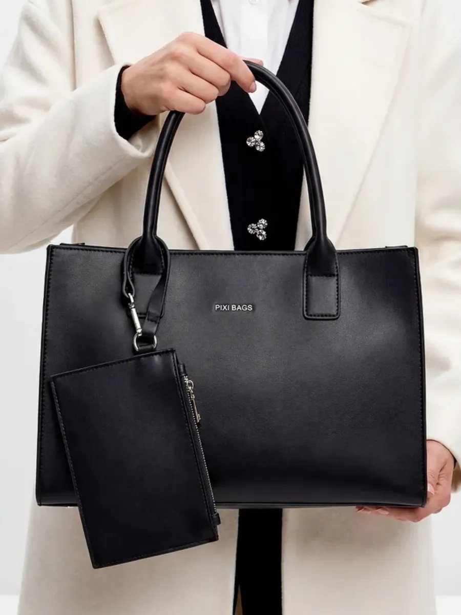 Сумка шоппер PIXI BAGS экокожа черный купить,NaN