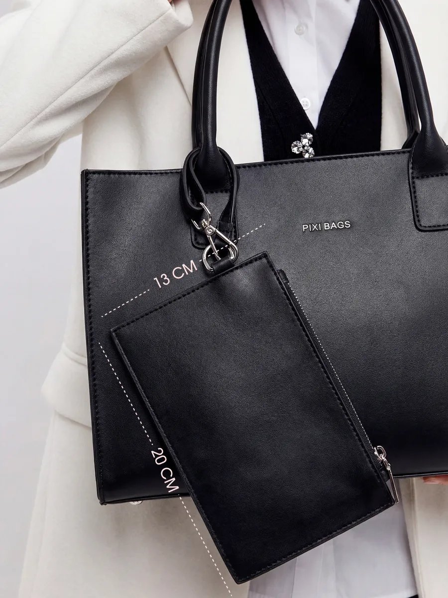 Сумка шоппер PIXI BAGS экокожа черный купить,NaN