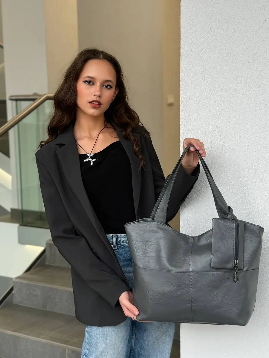 Сумка шоппер beauty bags экокожа серый купить,NaN