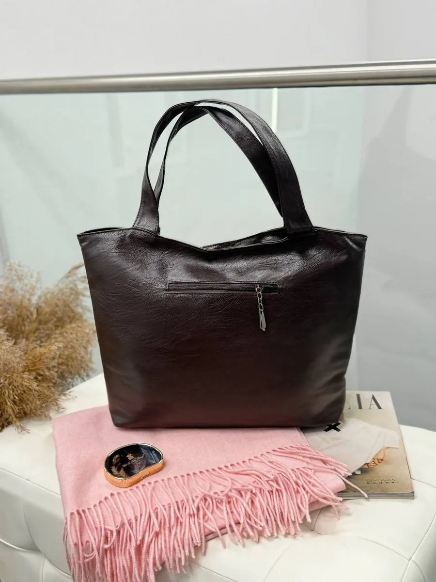 Сумка шоппер beauty bags экокожа коричневый купить,NaN