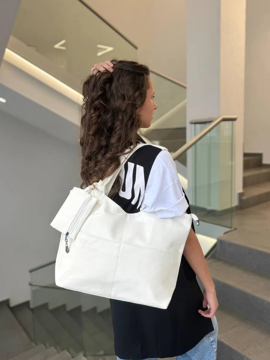 Сумка шоппер beauty bags экокожа белый купить,NaN