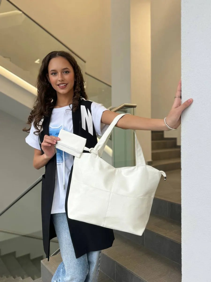 Сумка шоппер beauty bags экокожа белый купить,NaN