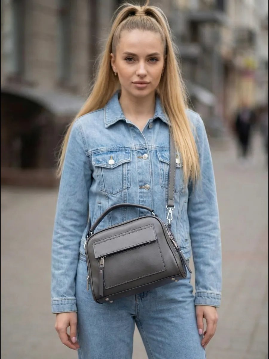 Сумка кросс-боди BLUERAYS натуральная кожа серый купить,NaN