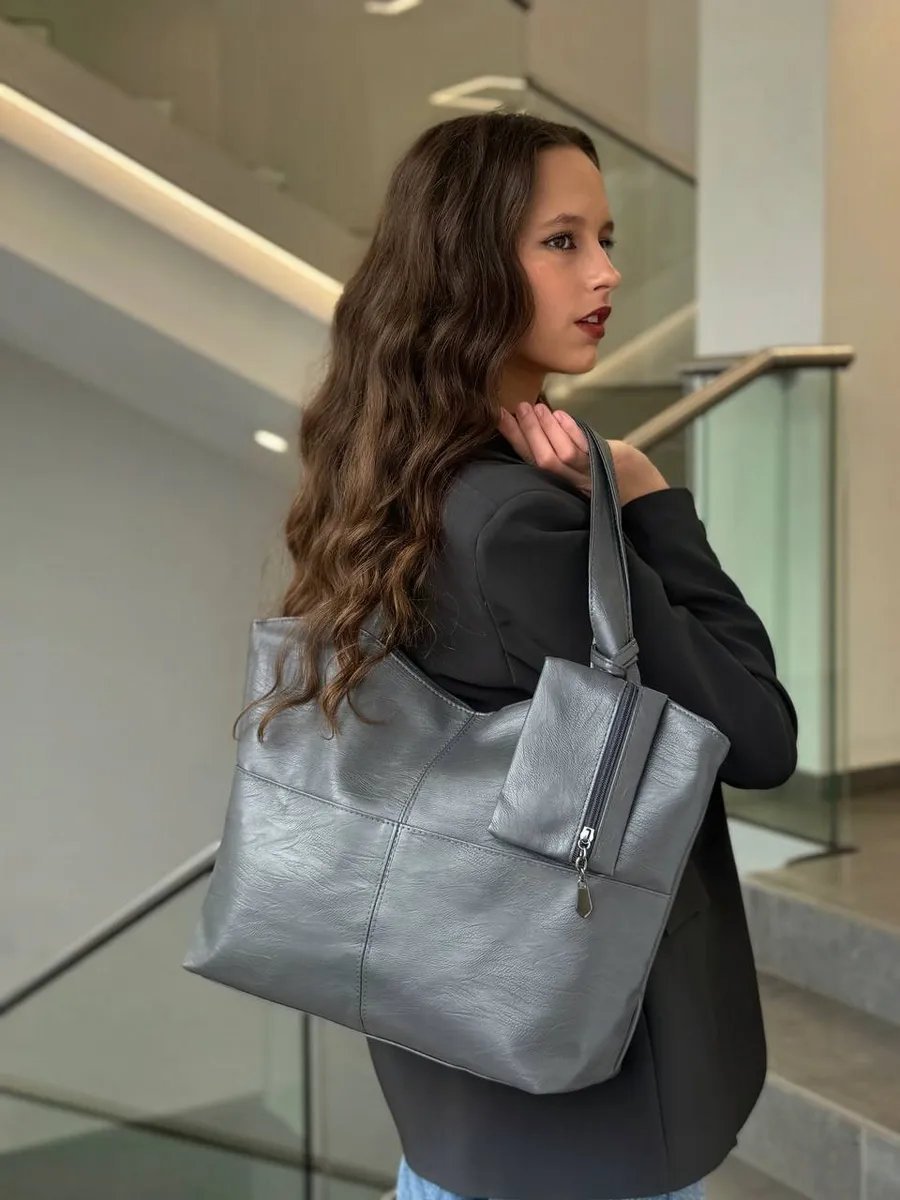 Сумка шоппер beauty bags экокожа серый купить,NaN