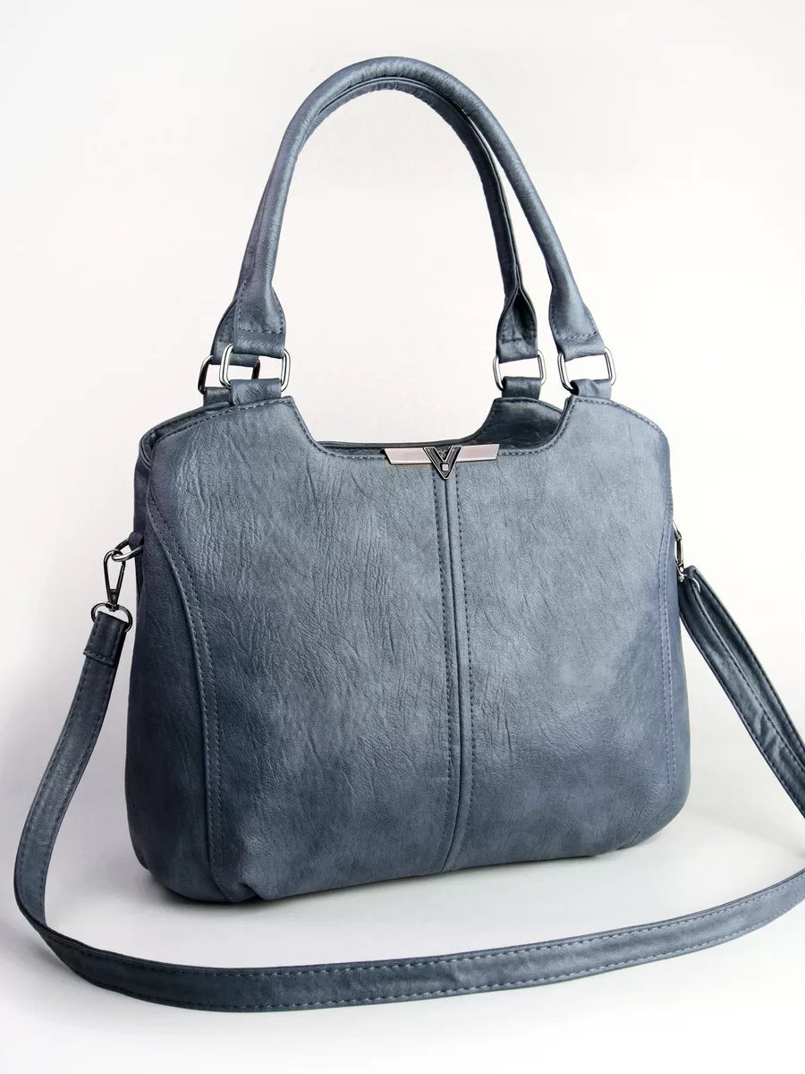 Сумка шоппер ICONIC BAGS искусственная кожа синий купить,NaN