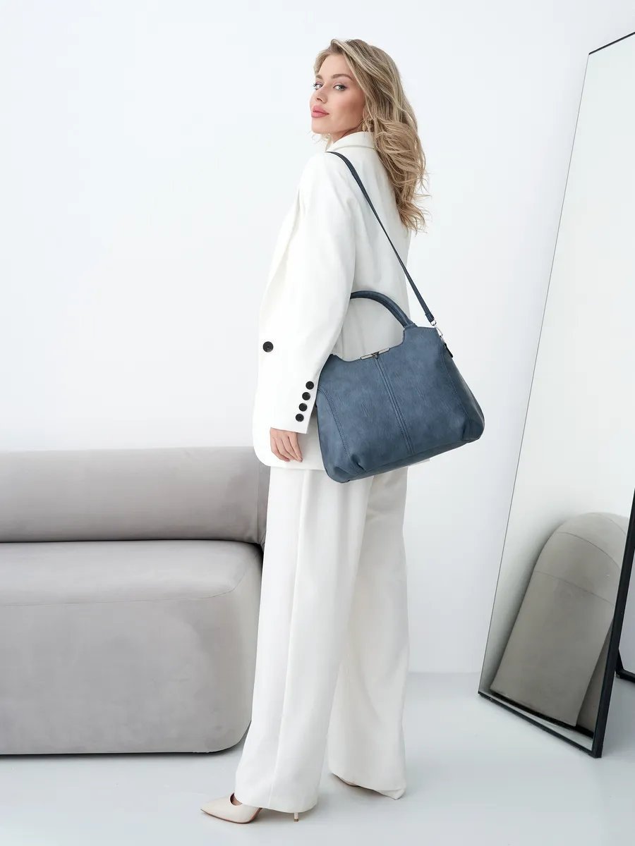 Сумка шоппер ICONIC BAGS искусственная кожа синий купить,NaN