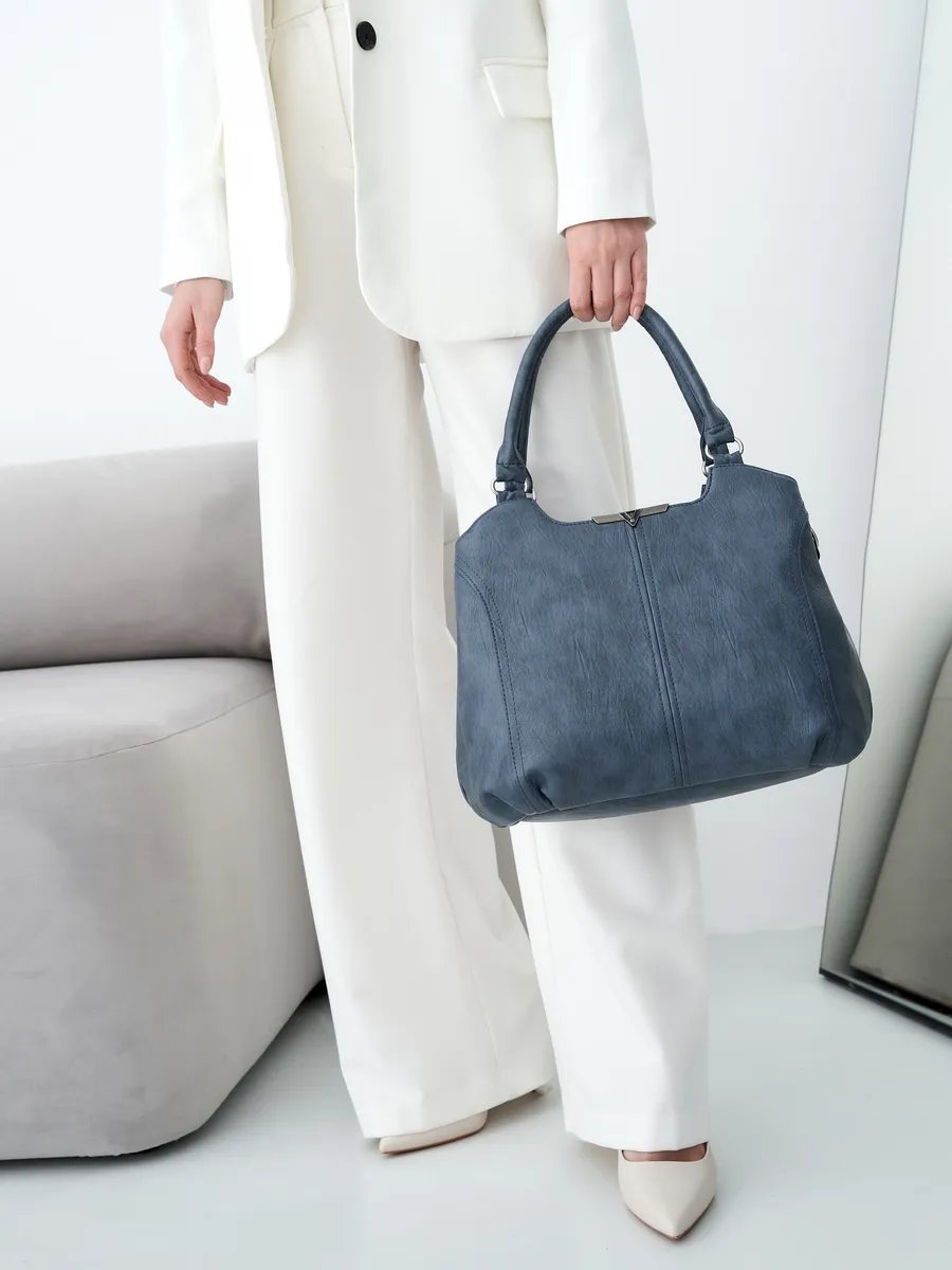 Сумка шоппер ICONIC BAGS искусственная кожа синий купить,NaN