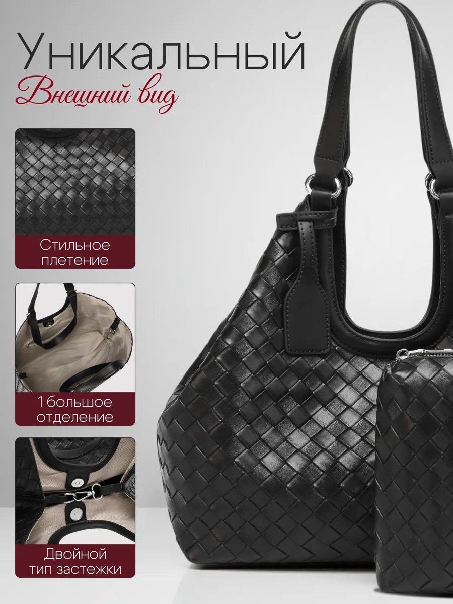 Сумка шоппер MiniBags экокожа черный купить,NaN