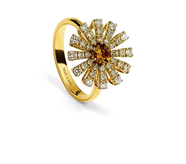 Кольцо Damiani Margherita 20072770 желтое золото 17.8р 5гр купить,NaN