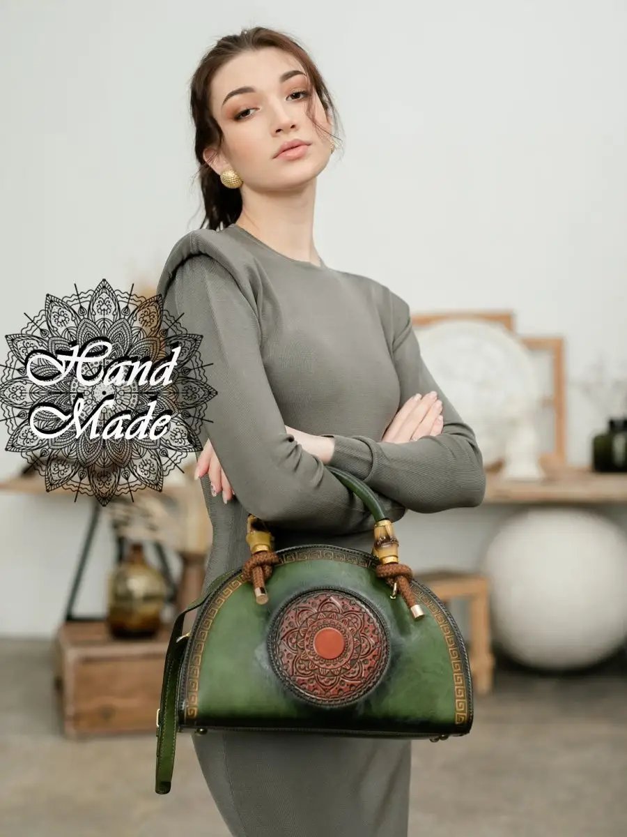 Мини-сумка Lumida натуральная кожа зеленый купить,NaN